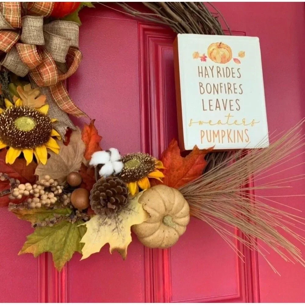 Pumpkin Fall Wreath ~ Autumn ~ Fall Wreath for Front Door ~ Thanksgiving Wreath